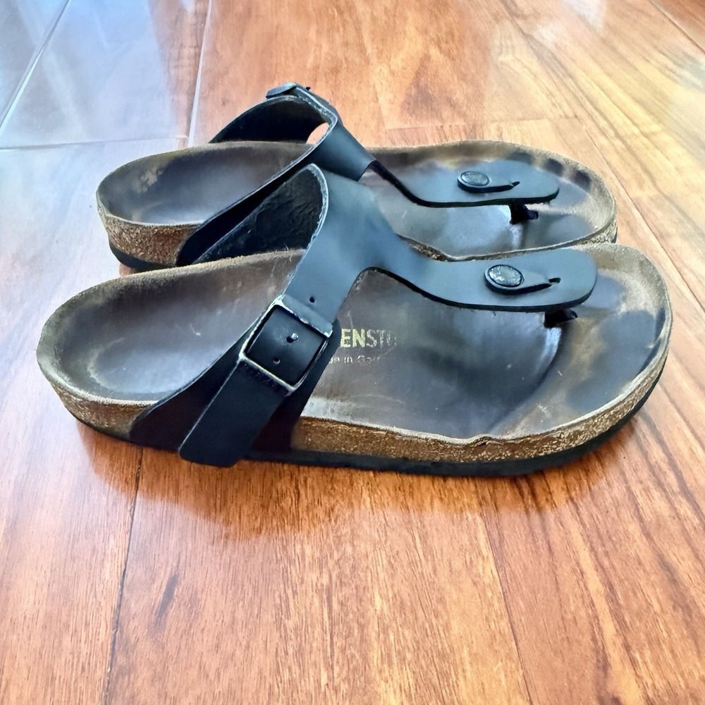 Birkenstock Gizeh Women Thong Sandals 240 Size EU 37 US 6 Black Birko-Flor Slide